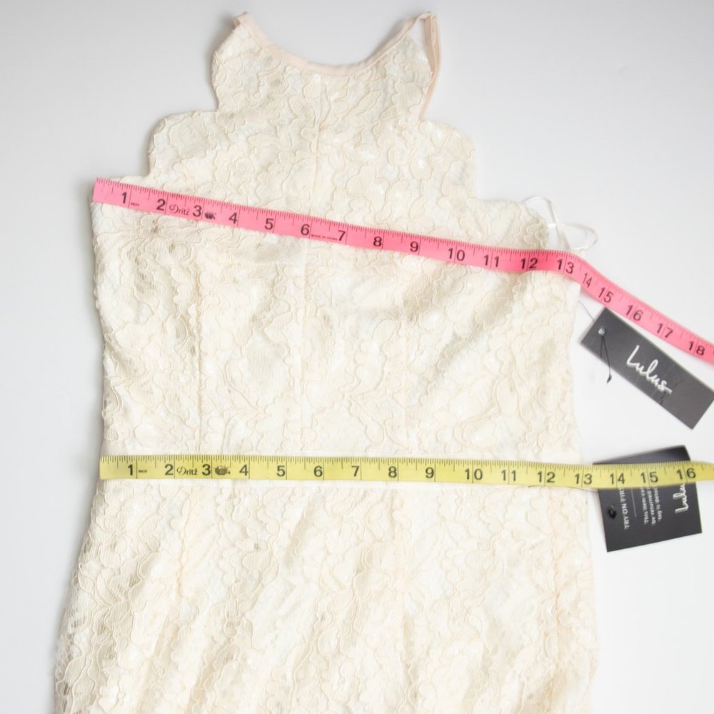 Lulus Zenith Maxi Dress Cocktail Lace Bridal Scalloped Bride Cream Small New - Picture 7 of 8
